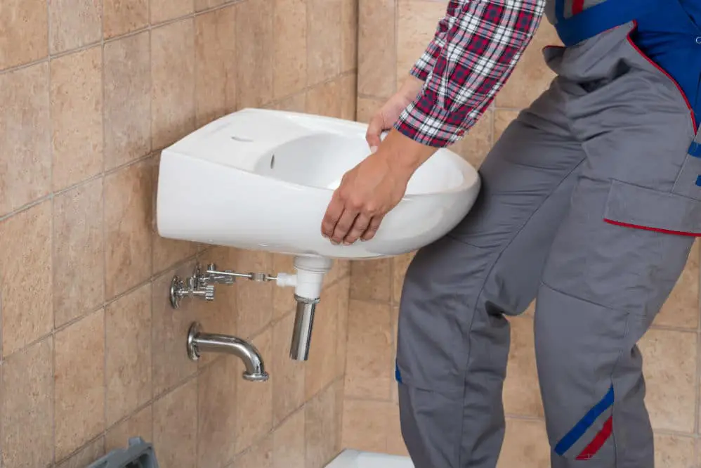 in wall mounted farmhouse bathroom sink install